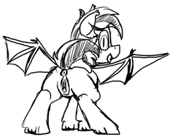 Size: 621x489 | Tagged: explicit, artist:thebathwaterhero, oc, oc:scarlet dusk, anus, bat pony, bat pony oc, bat wings, butt, female, filly, foal, foalcon, imported from derpibooru, nudity, plot, ponut, pony, solo, solo female, vulva, wings