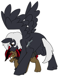 Size: 1257x1641 | Tagged: explicit, artist:thebathwaterhero, oc, oc:alex sinfalair, oc:scarlet dusk, age difference, anus, bat pony, bat pony oc, bat wings, biting, butt, doggy style, duo, ear bite, female, filly, foal, foalcon, from behind, imported from derpibooru, male, nudity, oc only, pegasus, penetration, plot, ponut, pony, sack, sex, simple background, stallion, stallion on filly, straight, transparent background, vaginal, wings
