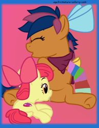 Size: 700x900 | Tagged: explicit, artist:age3rcmature, apple bloom, oc, oc:solar comet, age difference, animated, animated png, bow, clit sucking, clitoral stimulation, clitoris, earth pony, female, filly, filly on mare, foal, foalcon, g4, hair bow, imported from derpibooru, lesbian, mare, neckerchief, no sound, nudity, oral, pony, sex, vulva, webm