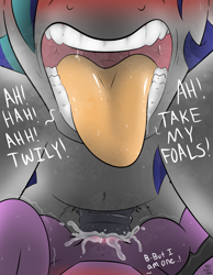 Size: 1400x1800 | Tagged: explicit, artist:kingkrail, shining armor, twilight sparkle, age difference, ahegao, blushing, breath, brother and sister, close to viewer, close-up, cum, cumming, drool, dubious consent, female, female pov, filly, filly twilight sparkle, foal, foalcon, from front, g4, hands free, hidden eyes, horsecock, implied impregnation, imported from derpibooru, incest, infidelity, male, mawshot, missionary position, nudity, offscreen character, offscreen female, open mouth, orgasm, penetration, penis, pony, pov, sex, ship:shiningsparkle, shipping, siblings, simultaneous orgasm, stallion, stallion on filly, straight, submissive pov, sweat, tongue out, tremble spikes, trembling, twicest, unicorn, vaginal, vaginal orgasm, vulva, younger