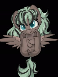 Size: 1537x2048 | Tagged: explicit, artist:dumbwoofer, oc, oc:forest air, clitoral hood, crotchboobs, delicious flat crotch, foal, foalcon, imported from derpibooru, looking at you, lying down, nipples, nudity, on back, pegasus, pony, smiling, smiling at you, spread wings, teats, vagina, vulva, wings