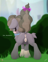 Size: 923x1200 | Tagged: explicit, artist:miniferu, oc, anus, butt, female, filly, foal, foalcon, imported from derpibooru, looking back, magic, magic abuse, nudity, offscreen character, pegasus, plot, pony, solo, solo female, vulva
