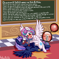 Size: 2500x2500 | Tagged: explicit, artist:anibaruthecat, princess flurry heart, oc, oc:prince nova sparkle, alicorn, alicorn oc, alternate version, an egg being attacked by sperm, bedroom eyes, blushing, brother, brother and sister, canon x oc, chalkboard, classroom, colt, colt on filly, commission, cousin incest, cousins, cowgirl position, creampie, cum, cum in uterus, cum on body, detention, egg cell, eyebrows, eyelashes, family, female, filly, foal, foalcon, g4, half-brother, half-cousins, half-siblings, half-sister, high res, horn, human vulva on pony, implied princess celestia, implied princess luna, imported from derpibooru, impregnation, incest, indoors, male, name, nostrils, novaheart, nudity, offspring, open mouth, ovaries, parent:shining armor, parent:twilight sparkle, parents:shining sparkle, penetration, penis, pony, prince, princess, princess celestia's school for gifted unicorns, product of incest, product of incest having incest, royalty, sex, sex education, shakespearicles, shipping, siblings, signature, sister, spermatozoon, spread wings, story included, straight, tail, text, this will end in pregnancy, uterus, vaginal, wall of tags, wall of text, wingboner, wings, x-ray