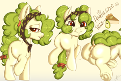 Size: 1500x1000 | Tagged: explicit, artist:mushy, oc, oc:pearaline, anatomically correct, anus, blank flank, butt, earth pony, female, filly, foal, foalcon, hooves, imported from derpibooru, mare, nudity, oc only, plot, ponut, pony, simple background, solo, solo female, vulva, yellow background