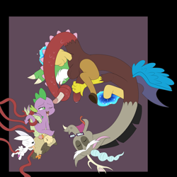 Size: 920x920 | Tagged: explicit, artist:enookie, spike, angel bunny, angelcord, animal, bird, discord, draconequus, dragon, fingering, foalcon, g4, gay, glasses, happy sex, imported from derpibooru, male, now you're fucking with portals, now you're thinking with portals, nudity, owl, owlowiscious, penetration, penis, pet, portal, portal sex, rabbit, sex, ship:dispike, shipping, small penis, story included, tentacle porn, tentacles