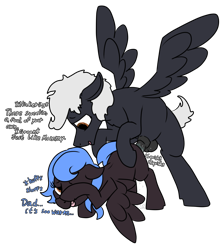Size: 987x1104 | Tagged: explicit, artist:thebathwaterhero, oc, oc:alex sinfalair, oc:tira moon, age difference, alternate version, ass up, balls, cum, duo, face down ass up, father and child, father and daughter, female, filly, foal, foalcon, imported from derpibooru, impregnation, incest, male, nudity, oc only, pegasus, pegasus oc, penis, pony, simple background, stallion, stallion on filly, straight, transparent background, vaginal secretions