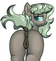 Size: 2021x2200 | Tagged: explicit, artist:dumbwoofer, oc, oc:forest air, anatomically correct, anus, blank flank, butt, clitoris, dark genitals, dock, female, filly, flank, foal, foalcon, genital piercing, high res, imported from derpibooru, looking at you, looking back, looking back at you, nudity, oc only, one eye closed, pegasus, piercing, plot, pony, presenting, raised tail, smiling, solo, solo female, tail, vulva, wink, winking at you
