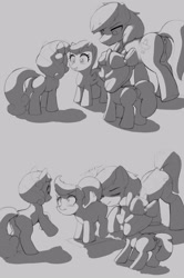 Size: 1660x2500 | Tagged: explicit, artist:6i6as, apple bloom, scootaloo, sweetie belle, age difference, anatomically correct, anus, balls, blank flank, blushing, butt, butt sniffing, cutie mark crusaders, earth pony, female, filly, foal, foalcon, g4, grayscale, imported from derpibooru, male, molestation, monochrome, nudity, pegasus, personal space invasion, plot, ponut, pony, sniffing, stallion, stallion on filly, straight, surprised, surprised face, unicorn, vulva, wingless
