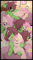 Size: 2000x3633 | Tagged: explicit, artist:sherathoz, oc, oc:kayla, oc:watermelon success, anus, bedroom, blushing, clitoris, comic, commission, crotchboobs, cunnilingus, delicious flat crotch, duo, earth pony, earth pony oc, eye clipping through hair, eyes closed, female, filly, filly on filly, floating heart, flower, flower in hair, flower in tail, foal, foalcon, freckles, french kiss, from front, heart, high res, imported from derpibooru, kissing, lesbian, nipples, nudity, oc only, oc x oc, oral, orgasm, pegasus, pegasus oc, pony, sex, shipping, signature, simultaneous orgasm, sleeping, tail, tail wrap, teats, tongue out, tribadism, vaginal orgasm, vaginal secretions, vulva