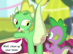 Size: 3510x2614 | Tagged: explicit, artist:php170, artist:porygon2z, spike, oc, oc:jade, aftersex, butt, canon x oc, creampie, cum, cumming, dialogue, dragon, dragon oc, dragonbutt, dragoness, duo, edit, female, foalcon, g4, high res, imported from derpibooru, male, nsfw version, nudity, part of a set, penetration, penis, presenting, presenting butt, satisfied, sex, ship:jadespike, shipping, small penis, speech bubble, straight, vagina, vaginal, vaginal creampie