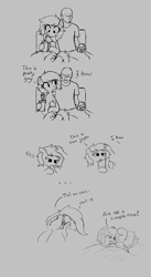 Size: 701x1281 | Tagged: explicit, artist:algoatall, artist:kabayo, artist:somethingatall, oc, oc:anon, oc:filly anon, aggie.io, anatomically correct, anus, balls, bed, blanket, blowjob, butt, cellphone, comic, creampie, cuddling, cum, dialogue, dock, drool, drool string, earth pony, female, filly, foal, foalcon, gray background, grayscale, hug, human, human male, human male on mare, human oc, human on pony action, human penis, imported from derpibooru, interspecies, interspecies selfcest, lidded eyes, male, mare, monochrome, nudity, open mouth, oral, penis, phone, plot, ponut, pony, raised tail, self paradox, self ponidox, selfcest, sex, shipping, simple background, smartphone, smiling, soda, straight, tail, talking, vaginal creampie, vulva