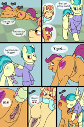 Size: 845x1280 | Tagged: explicit, artist:caluriri, scootaloo, comic:love it here in ponyville, age difference, anal insertion, aunt and niece, aunt holiday, auntie lofty, butt, clitoral stimulation, clitoris, comic, earth pony, female, filly, foal, foalcon, g4, imported from derpibooru, incest, insertion, lesbian, mare, mare on filly, masturbation, moaning, moaning in pleasure, nudity, pegasus, plot, pony, pony on pony action, scootacest, sex, sex toy, ship:loftyloo, shipping, strapon, vulva