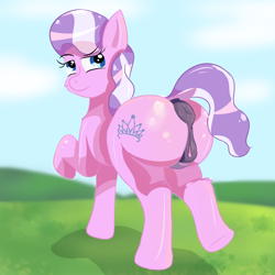 Size: 3000x3000 | Tagged: explicit, artist:maldoando, diamond tiara, anus, butt, diamond buttiara, dock, earth pony, female, filly, foal, foalcon, g4, high res, imported from derpibooru, large butt, nudity, plot, ponut, pony, raised hoof, solo, solo female, tail, vulva