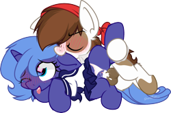 Size: 1500x991 | Tagged: explicit, artist:sherathoz, princess luna, series:naughty sandmare, adorasexy, age regression, alicorn, alternate version, bandana, biting, blushing, blushing profusely, clothes, colt, colt on filly, commission, costume, creampie, cum, cute, ear bite, earth pony, female, filly, filly luna, foal, foalcon, fucked sideways, g4, heart, heart eyes, imported from derpibooru, lying down, male, nudity, on side, panties, panties aside, penetration, pipsqueak, pony, sailor uniform, sex, sexy, ship:lunapip, shipping, sideways, simple background, straight, transparent background, underwear, uniform, vaginal, vaginal secretions, wingding eyes, woona, younger