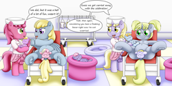 Size: 7000x3500 | Tagged: explicit, artist:pvryohei, oc, anus, balls, birth, birthing, chirpy hooves, dialogue, dinky hooves, dipsy hooves, earth pony, erection, female, females only, filly, foal, foalcon, frog (hoof), futa, futa filly, futa oc, g4, genitals, glasses, imported from derpibooru, intersex, labor, nudity, nurse, nurse outfit, offspring, pegasus, penis, pigtails, pony, pregnant, pregnant foal, product of incest, ruby pinch, rule 63, speech bubble, text, underhoof, unicorn, vaginal secretions, vulva