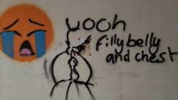 Size: 4000x2248 | Tagged: explicit, artist:php197, oc, oc:kayla, anus, bust, butt, dock, earth pony, emoji, female, filly, foal, foalcon, graffiti, imported from derpibooru, irl, nudity, oc only, photo, plot, pony, portrait, presenting, raised tail, sobbing, solo, solo female, tail, text, uohhhhhhhhh!, vagina, vulva, 😭