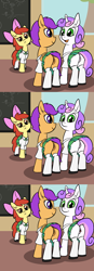 Size: 1130x3240 | Tagged: explicit, artist:happy harvey, apple bloom, scootaloo, sweetie belle, alternate version, anus, bow, butt, classroom, clitoris, clothes, commando, cutie mark crusaders, earth pony, foal, foalcon, g4, hair bow, imported from derpibooru, legwear, looking at you, looking back, nudity, pegasus, phone drawing, plot, pony, raised tail, school uniform, skirt, smiling, socks, stockings, tail, thigh highs, underwear, unicorn, upskirt, vagina, vulva, vulvar winking