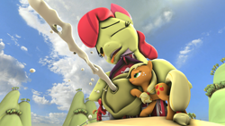 Size: 3840x2160 | Tagged: explicit, artist:ahorsewithnoname, apple bloom, applejack, 3d, age difference, apple sisters, applecest, barn, big dom small sub, big macintosh, big penis, brother and sister, cum, cumming, earth pony, female, female on futa, foal, foalcon, futa, futa apple bloom, futa filly, g4, giant pony, group sex, high res, horsecock, imported from derpibooru, impossibly large penis, incest, intersex, macro, male, mare, nudity, oral, penis, pony, sex, sex with buildings, ship:bloomjack, ship:macbloom, shipping, siblings, sisters, source filmmaker, stallion, stallion on filly, straight, threesome, trio, urethra