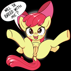 Size: 2340x2340 | Tagged: explicit, artist:coinpo, apple bloom, alternate text, alternate version, anus, black background, butt, crotchboobs, delicious flat crotch, dock, earth pony, female, foalcon, g4, heart eyes, high res, imported from derpibooru, nipples, nudity, open mouth, open smile, plot, ponut, pony, presenting, simple background, smiling, solo, solo female, speech bubble, tail, teats, underhoof, vulva, wingding eyes