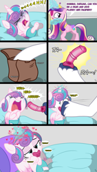 Size: 2261x4000 | Tagged: explicit, artist:ponykittenboi, princess flurry heart, shining armor, alicorn, baby, baby pony, babycon, bad parenting, comic, crotchboobs, crying, deepthroat, diaper, dildo, dildo blowjob, dildo pacifier, female, filly, foal, foalcon, funny, g4, horsecock, imported from derpibooru, insertion, lust magic, magic, nipples, nudity, offscreen character, oral, oral insertion, pacifier, pony, princess cadance, princess slutty-heart, sex toy, shitposting, show accurate, show accurate porn, speech bubble, tantrum, text, unicorn, unshorn fetlocks, weird, wings, yelling