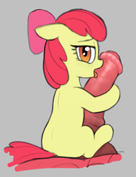 Size: 586x764 | Tagged: explicit, apple bloom, aggie.io, apple bloom's bow, applecest, artist needed, big macintosh, blank flank, bodyjob, bow, brother and sister, earth pony, female, filly, filly on stallion, foal, foalcon, g4, hair bow, horsecock, imported from derpibooru, incest, licking, licking cock, looking back, male, nudity, oral, penis, penis hug, pony, reverse foalcon, sex, ship:macbloom, shipping, siblings, simple background, size difference, smiling, stallion, straight, tail, tongue out, vulva
