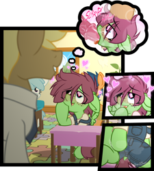 Size: 2000x2222 | Tagged: explicit, artist:sherathoz, oc, oc:watermelon success, age difference, alternate version, blowjob, classroom, commission, fantasizing, female, filly, filly on stallion, foal, foalcon, foaldom, heart, heart eyes, high res, imported from derpibooru, male, masturbation, nudity, oral, penis, pony, sex, spread wings, stallion, stealth masturbation, teacher, wingboner, wingding eyes, wings