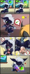 Size: 605x1500 | Tagged: explicit, artist:miniferu, oc, oc:elicity tide, oc:orange cream, anal, anal creampie, anal orgasm, big penis, blowjob, changeling, colt, comic, creampie, crossdressing, cum, cum while penetrated, cumming, double penetration, foal, foalcon, from behind, gay, hands free, imported from derpibooru, large penetration, male, multiple penetration, nudity, oral, orgasm, orgasm cumshot, original species, penetration, penis, prostitution, sex, shark, shark pony, simultaneous orgasm