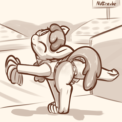 Size: 1440x1440 | Tagged: explicit, artist:nottrevbe, anus, blank flank, butt, cheerilee, cheerileeder, cheerleader, cheerleader outfit, clothes, cute, cute porn, earth pony, extended trot pose, female, filly, filly cheerilee, foal, foalcon, g4, imported from derpibooru, looking at you, nudity, one eye closed, plot, ponut, pony, skirt, solo, solo female, upskirt, vaginal secretions, vulva, wink, winking at you, younger