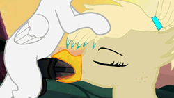 Size: 1920x1080 | Tagged: explicit, artist:cheburek, oc, animated, balls, big penis, bipedal, blank flank, blowjob, colt, commission, drool, duo, female, foal, foalcon, gif, griffon, griffon oc, horsecock, imported from derpibooru, infidelity, interspecies, male, mare, nudity, oc only, oc x oc, oral, pegasus, pegasus oc, penis, pony, pony on griffon action, sex, shipping, size difference