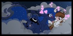 Size: 2500x1234 | Tagged: explicit, artist:sherathoz, princess luna, series:naughty sandmare, age difference, alicorn, alternate version, anatomically correct, anus, balls, blowjob, blushing, blushing profusely, butt, clitoris, cloud, colt, commission, dock, earth pony, female, foal, foalcon, g4, heart eyes, horsecock, imported from derpibooru, licking, licking cock, male, mare, mare on colt, moonbutt, night, nudity, one eye closed, oral, penis, pipsqueak, plot, ponut, pony, sex, ship:lunapip, shipping, straight, straight shota, tail, tongue out, vaginal secretions, vulva, vulvar winking, wet, wingding eyes