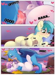 Size: 1754x2400 | Tagged: explicit, artist:dinoalpaka, sweetie belle, anus, balls, blushing, claws, comic, commission, dock, earth pony, female, foalcon, g4, gallus, griffon, griffon on pony action, horsecock, imported from derpibooru, interspecies, knot, knotted penis, male, mare, masturbation, mating press, missionary position, nudity, open mouth, penetration, penis, pony, sandbar, sex, ship:gallbelle, shipping, stallion, straight, tail, unicorn, vaginal, voyeurism