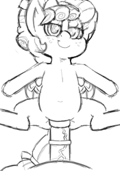 Size: 1080x1540 | Tagged: explicit, artist:howl echoes, age difference, bedroom eyes, big dom small sub, cozy glow, female, filly, foal, foalcon, front view, g4, horsecock, imported from derpibooru, looking at you, male, male pov, monochrome, nudity, offscreen character, offscreen male, pegasus, penetration, penis, pony, pov, sex, smiling, smirk, stallion, stallion on filly, straight, vaginal, vein, veiny cock