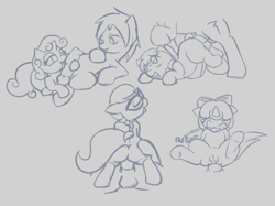 Size: 845x631 | Tagged: explicit, artist:shenhibiki, apple bloom, silver spoon, sweetie belle, oc, age difference, anal, anus, butt, canon x oc, earth pony, female, filly, foal, foalcon, g4, imported from derpibooru, licking, licking cock, male, nudity, oral, penetration, penis, plot, pony, sex, stallion, stallion on filly, straight, tongue out, unicorn, vulva