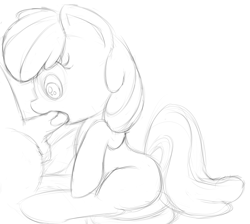 Size: 1280x1147 | Tagged: explicit, artist:sweetiespoons, apple bloom, blowjob, female, filly, foal, foalcon, g4, grayscale, imported from derpibooru, lineart, monochrome, nudity, oral, penis, sex, sketch