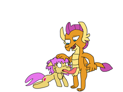 Size: 1067x800 | Tagged: explicit, artist:gieua the griffon, blowjob, dragon, earth pony, female, foalcon, g4, imported from derpibooru, male, nudity, oral, penis, pony, rule 63, sex, smolder, smolder (male)