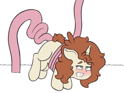 Size: 1600x1200 | Tagged: explicit, artist:vanifl, oc, oc:vanilla flavor, blushing, crotchboobs, female, filly, foal, foalcon, imported from derpibooru, nudity, oc only, pony, simple background, tentacle porn, tentacles, tentacles on female, tentacles on filly, unicorn, white background