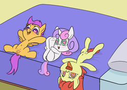 Size: 2000x1414 | Tagged: explicit, artist:happy harvey, apple bloom, scootaloo, sweetie belle, ahegao, anus, bed, bedroom, bedroom eyes, belly button, blush lines, blushing, butt, crotchboobs, cute, cute porn, cutealoo, cutie mark crusaders, ear blush, earth pony, excited, female, filly, foal, foalcon, frog (hoof), g4, heart eyes, holding legs, horn, imminent sex, imported from derpibooru, inviting, legs in air, legs together, looking at you, looking back, lying down, nipples, nudity, on back, on bed, open mouth, open smile, oral invitation, pegasus, phone drawing, pillow, plot, pony, presenting, smiling, smiling at you, spread legs, spread wings, spreading, sultry pose, tail, teats, tongue out, trembling, underhoof, unicorn, vulva, vulva blush, wall of tags, wingboner, wingding eyes, wings
