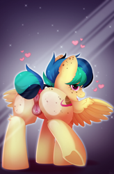 Size: 1526x2332 | Tagged: explicit, artist:dinoalpaka, oc, oc:apogee, against glass, anus, blushing, butt, butt freckles, clitoris, dock, female, filly, foal, foalcon, freckles, gift art, glass, imported from derpibooru, mare, nudity, oc only, open mouth, pegasus, plot, pony, solo, solo female, tail, vulva, wings