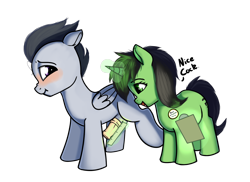 Size: 1390x1014 | Tagged: explicit, artist:cutelewds, oc, oc:filly anon, blank flank, blushing, colt, dialogue, duo, female, filly, filly on colt, foal, foalcon, g4, glowing, glowing horn, hooves, horn, horsecock, imported from derpibooru, levitation, magic, male, nudity, pegasus, penis, penis inspection day, pony, ruler, rumble, simple background, speech bubble, straight, telekinesis, transparent background, unicorn, wings
