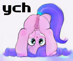 Size: 1294x1080 | Tagged: explicit, artist:darkstylerz, advertisement, anus, cloudy spinel, commission, crotchboobs, crystal pony, cute, cute porn, female, filly, foal, foalcon, frog (hoof), g4, genitals, hooves, imported from derpibooru, looking at you, nipples, nudity, ponut, pony, simple background, sketch, solo, solo female, underhoof, vulva, your character here