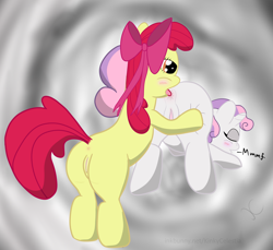 Size: 2925x2679 | Tagged: explicit, artist:kinkycelestia, apple bloom, sweetie belle, analingus, analingus on female, anus, blank flank, bloom butt, blushing, butt, earth pony, eyes closed, female, female on female analingus, filly, filly on filly, foal, foalcon, g4, high res, imported from derpibooru, lesbian, moaning, moaning in pleasure, nudity, open mouth, oral, plot, pony, sex, ship:sweetiebloom, shipping, sweetie butt, tongue out, unicorn, vulva