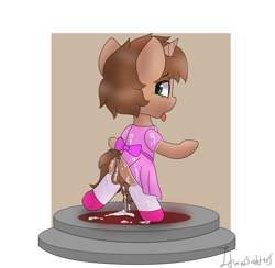 Size: 1930x1885 | Tagged: explicit, artist:itwasscatters, oc, oc:heroic armour, after anal, after anal orgasm, aftersex, anal creampie, body control, bondage, butt, clothes, colt, creampie, crossdressing, cum, cum on clothes, cum pool, cum while penetrated, dress, dubious consent, excessive cum, exhibitionism, femboy, foal, foalcon, hands free, humiliation, imported from derpibooru, leaking cum, legwear, magic, magic aura, magical bondage, male, mary janes, oc only, orgasm, orgasm cumshot, pedestal, platform, plot, pony, pose, public humiliation, ribbon, shoes, simultaneous orgasm, sissy, socks, standing, standing on one leg, statue, struggling, thigh highs, transfixed, trapped, unicorn
