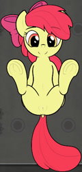 Size: 247x514 | Tagged: explicit, artist:dailevy, apple bloom, anus, butt, clothes, dock, earth pony, female, filly, foal, foalcon, g4, game, imported from derpibooru, looking at you, lying down, nudity, plot, pony, ribbon, secret horse files, smiling, smiling at you, solo, solo female, spread legs, spreading, tail, vulva
