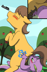 Size: 844x1280 | Tagged: explicit, artist:caluriri, spike, analingus, analingus on male, anus, caramel, dragon, dragon on pony action, earth pony, facesitting on spike, foalcon, g4, gay, imported from derpibooru, interspecies, male, male facesitting, male on male analingus, nudity, oral, penis, pony, sex, ship:caramelspike, stallion