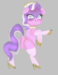 Size: 1500x1920 | Tagged: explicit, artist:ei low, diamond tiara, clothes, earth pony, female, filly, foal, foalcon, g4, high heels, imported from derpibooru, legwear, pony, shoes, stockings, thigh highs