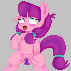 Size: 1400x1406 | Tagged: explicit, artist:ei low, ahegao, blushing, crotchboobs, dildo, earth pony, female, filly, foal, foalcon, g4, imported from derpibooru, lily longsocks, nipples, nudity, open mouth, pony, sex toy, teats, tongue out