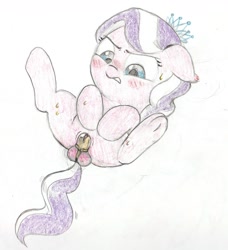 Size: 3414x3737 | Tagged: explicit, artist:foxtrot3, diamond tiara, balls, bdsm, blushing, chastity, chastity cage, earth pony, filly, floppy ears, foal, foalcon, futa, futa diamond tiara, futa filly, g4, high res, imported from derpibooru, intersex, jewelry, nudity, pony, solo, solo futa, spread legs, spreading, sweat, tiara