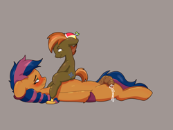 Size: 8000x6000 | Tagged: explicit, artist:imposter dude, button mash, oc, oc:solar comet, aftersex, age difference, colt, colt on stallion, commission, cum, disguise, disguised changedling, embarrassed, embarrassed nude exposure, foal, foalcon, g4, gay, imported from derpibooru, lying down, lying on the floor, male, maledom, malesub, nudity, pony, reverse foalcon, stallion, submissive, trap