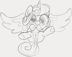 Size: 913x735 | Tagged: explicit, artist:dotkwa, princess flurry heart, alicorn, anatomically correct, anus, babycon, butt, crotchboobs, delicious flat crotch, dock, foal, foalcon, g4, imported from derpibooru, looking at you, lying down, nipples, nudity, on back, plot, ponut, pony, smiling, teats, underhoof, vulva