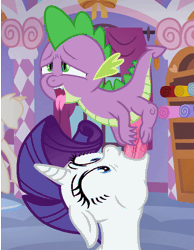 Size: 700x902 | Tagged: explicit, artist:anonymous, rarity, spike, age difference, animated, big penis, blowjob, bouncing, dick as pogostick, dragon, duo, duo male and female, female, foalcon, forked tongue, g4, gif, imported from derpibooru, male, mare, nudity, oral, penis, pony, sex, ship:sparity, shipping, show accurate, show accurate porn, straight, throat bulge, tongue out, unicorn, wat, wingless spike